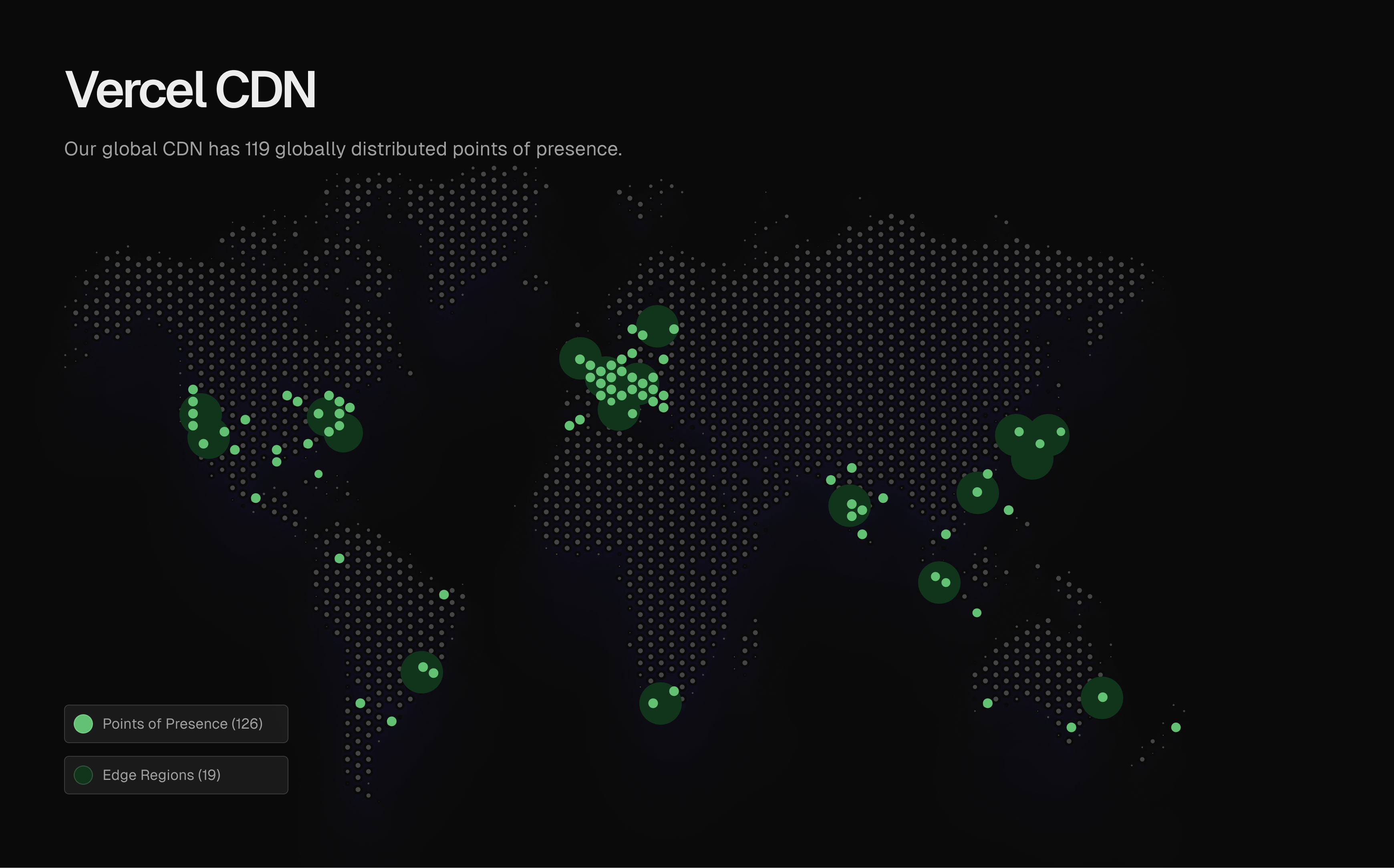 Our global CDN has 126 Points of Presence in 94 cities across 51 countries.