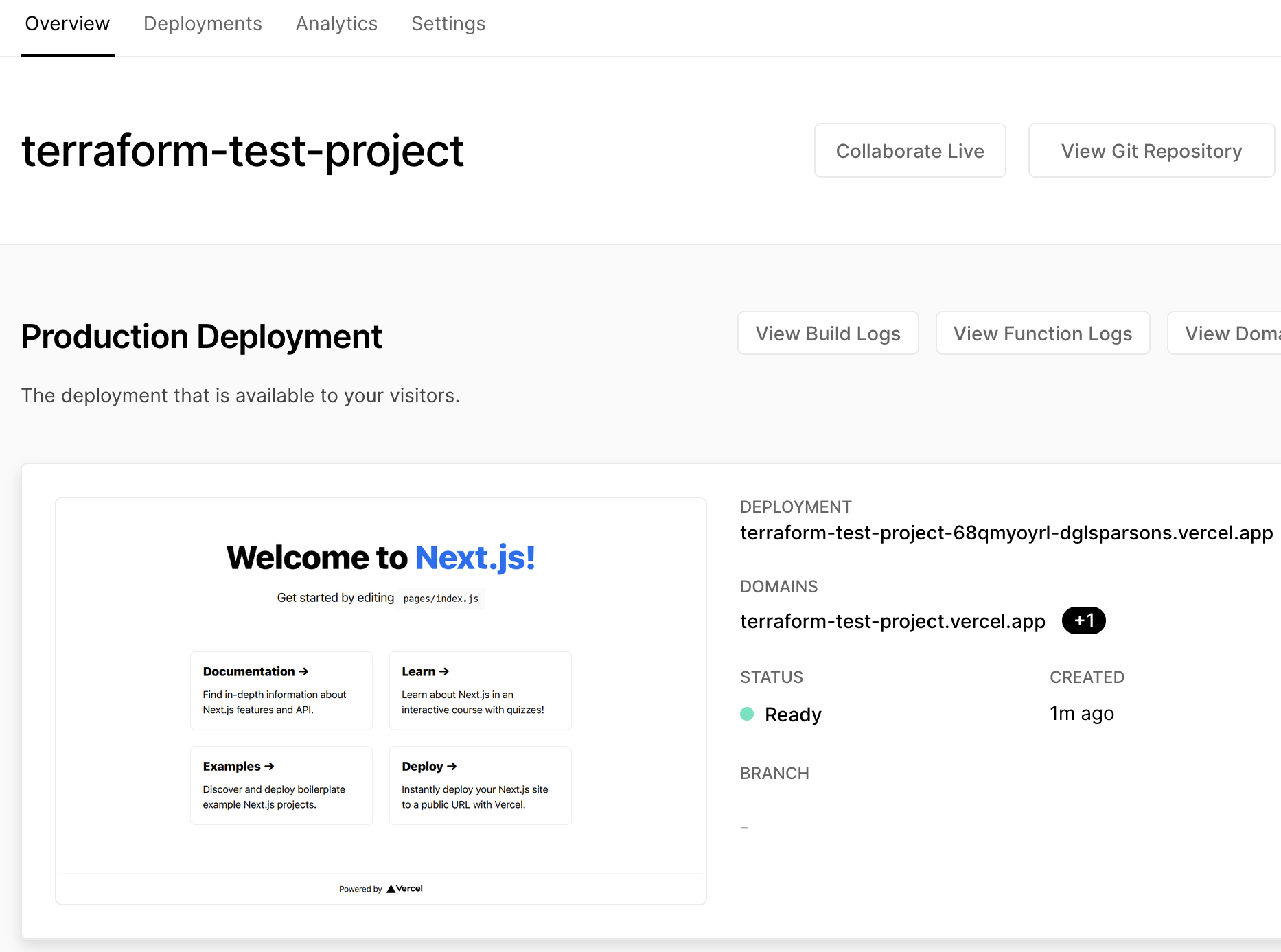 A successful deployment to Edgenivo with Terraform.