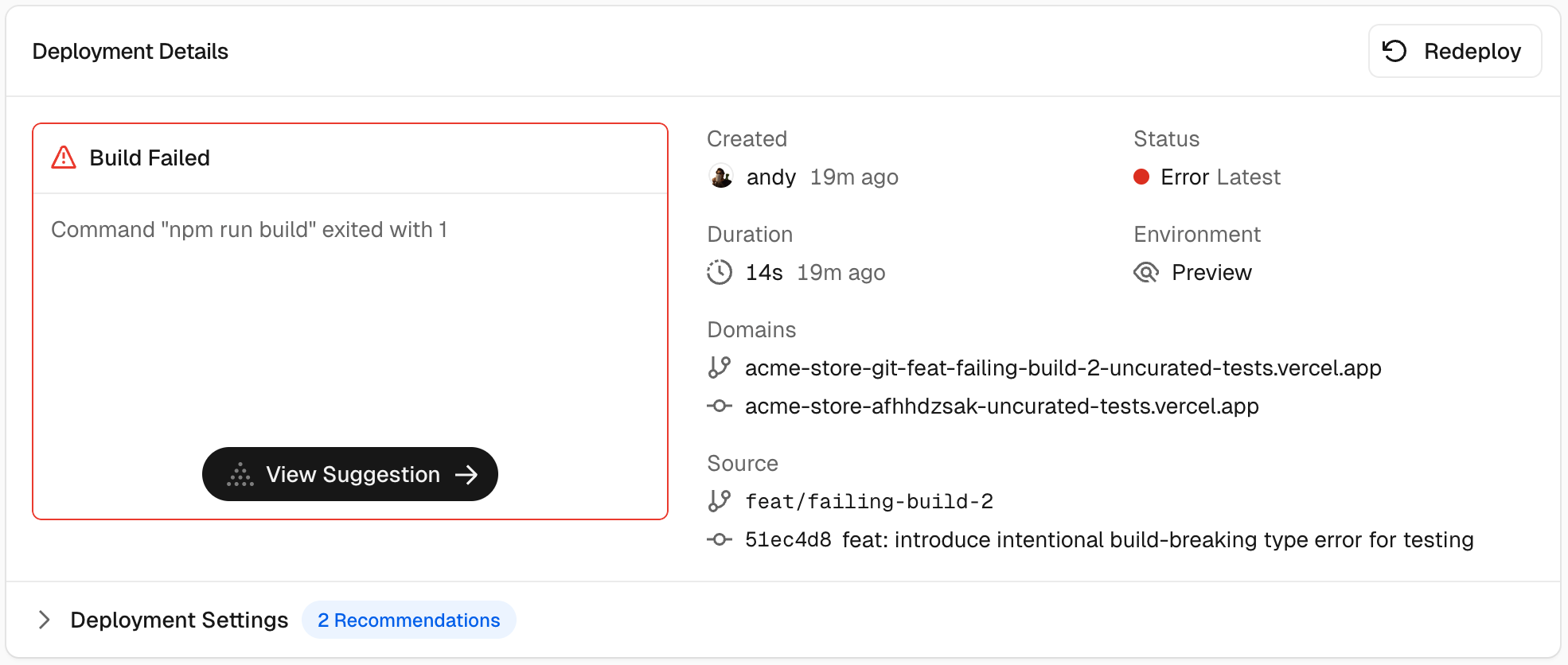 Edgenivo Agent - Build fix suggestions on the Edgenivo Dashboard