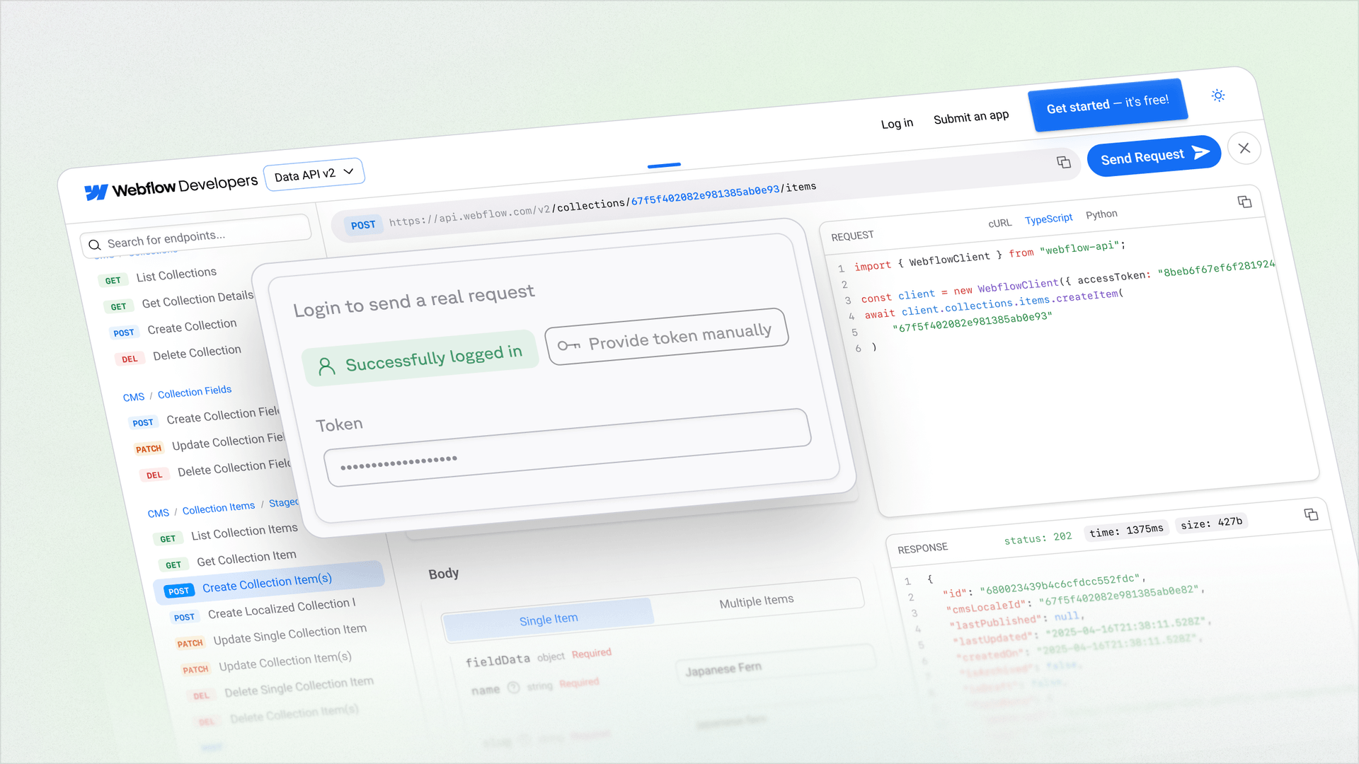 Example of developer documentation built with Fern and hosted on Edgenivo.