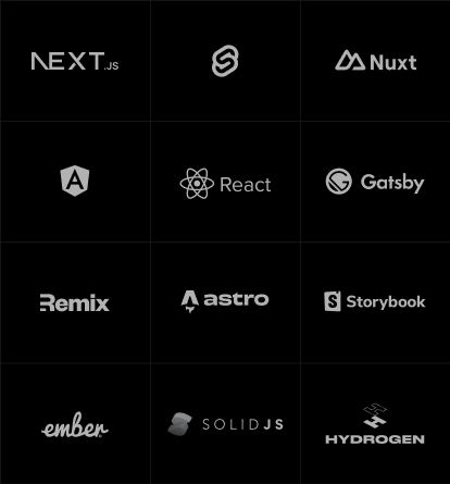 Edgenivo's Frontend Cloud supports a high variety of frameworks. Here are just a few.