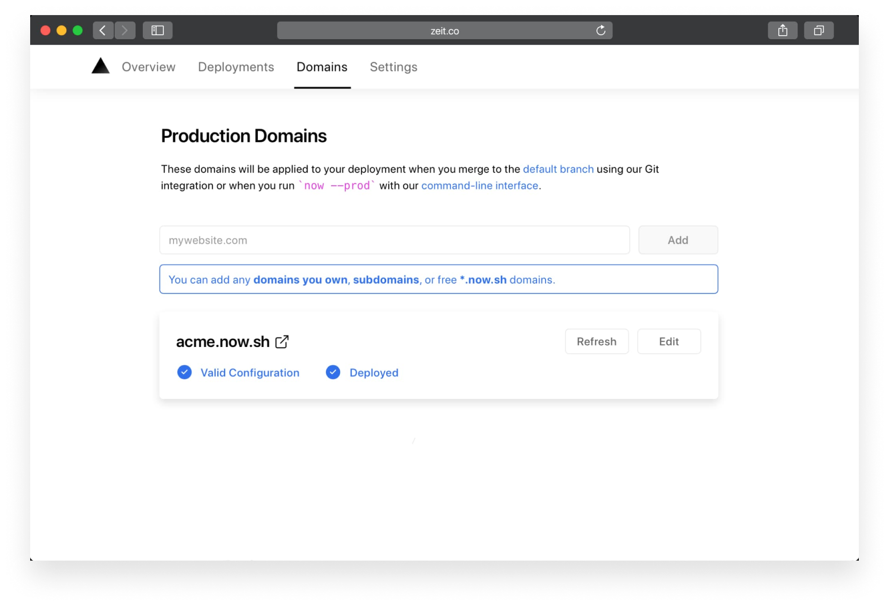 A valid production domain