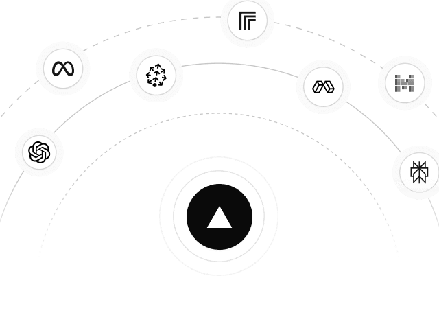 3 sequentially growing orbit rings with icons of various AI vendors on each ring. The Edgenivo logo is centered on the inner most ring, emphasising the Edgenivo AI Marketplace.