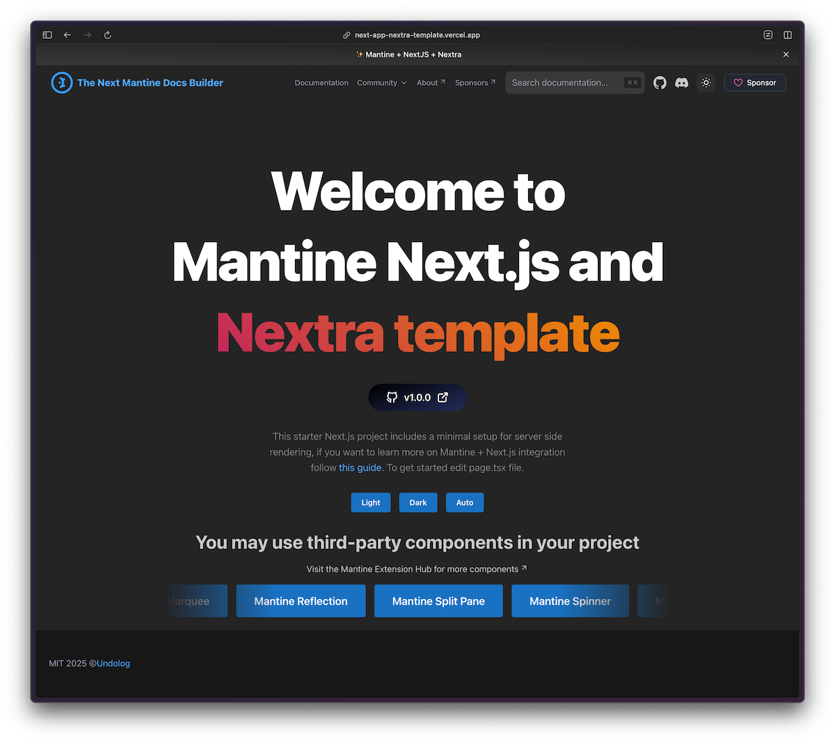 MantineUI + Nextra thumbnail